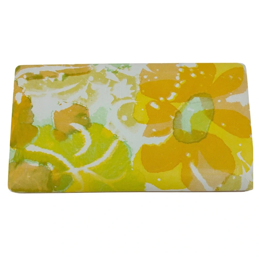 Mele Vintage Jewelry Box Psychedelic Floral Yellow Green MCM Earring Organizer